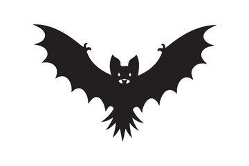 Black silhouette of a bat with wings spread wide
