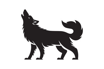 Silhouette of a wolf howling at the moon