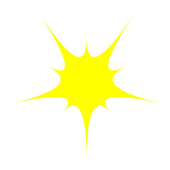 Bright yellow sun icon with radiating rays on white background, simple minimalist design perfect for weather apps and sunny day concepts