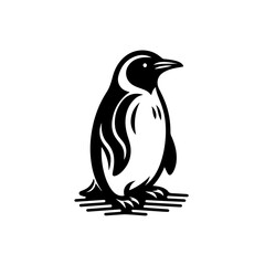 Naklejka premium Illustration of a penguin standing isolated on white background, vintage style