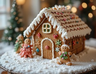 Festive Gingerbread House with Holiday Decorations