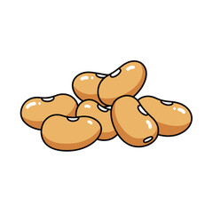 Illustration of Six Light Brown Beige Seeds or Beans