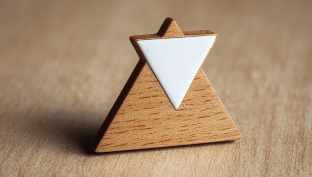 Wooden triangle with white inverted triangle