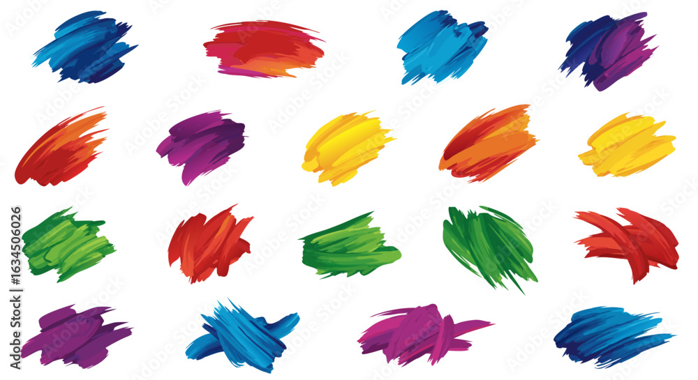 Aufkleber vibrant array of brush strokes: a colorful collection of artistic expressions, featuring diverse sha