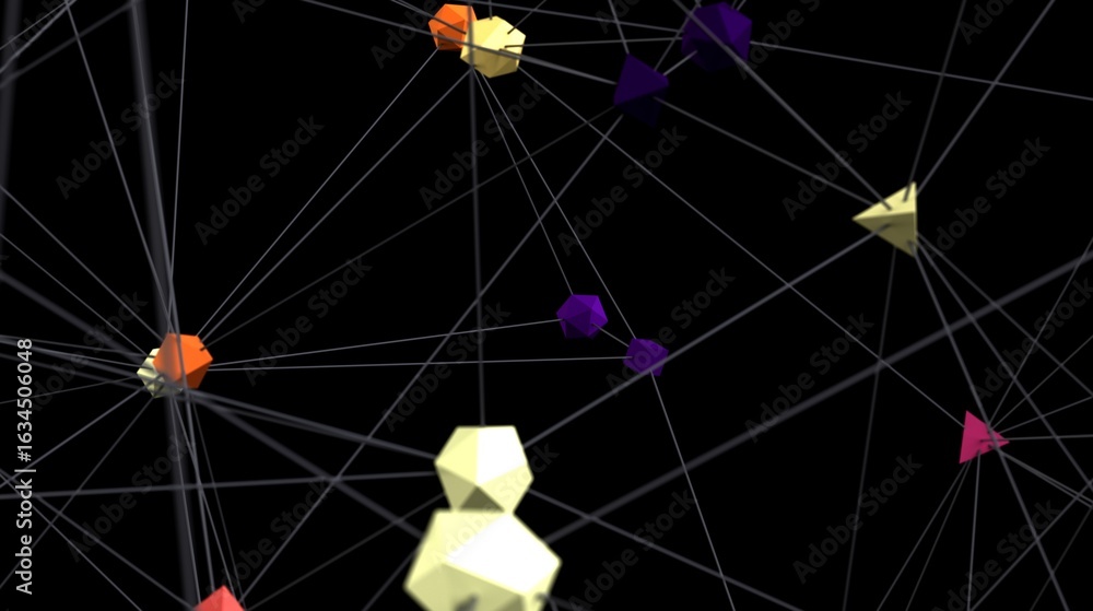 Poster modern, abstract stock photo of interconnected polygons. ideal for tech, network, and connection con