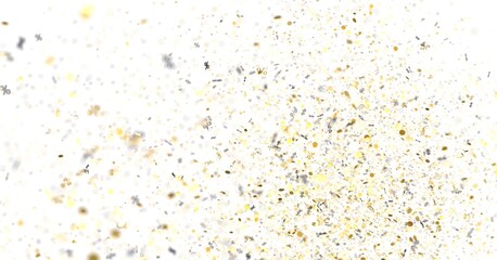 Sparkling gold and silver confetti burst. Perfect for celebration, party, sale, or festive designs.