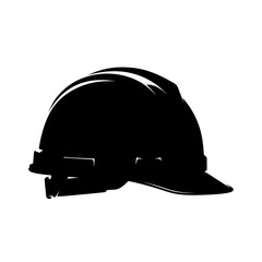 Fototapeta premium A black hard hat for safety and protection isolated on transparent background