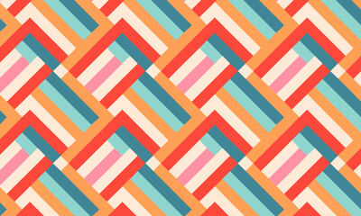 Modern seamless pattern with colorful layered chevrons, Abstract retro geometric vector background