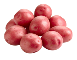 Group of red potatoes on transparent background
