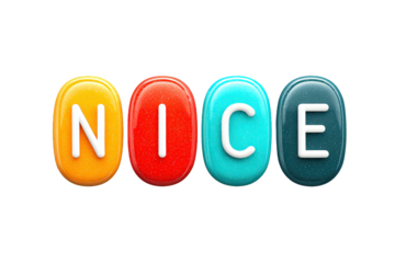 Colorful Pills Spelling Out Nice on Transparent Background