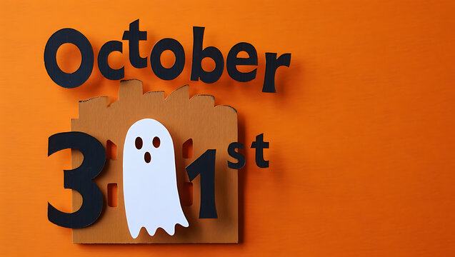 October thirty first halloween ghost on a calendar page