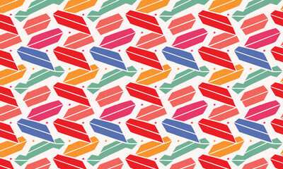 Playful seamless pattern with colorful confetti and abstract ribbons, Festive vector background for party