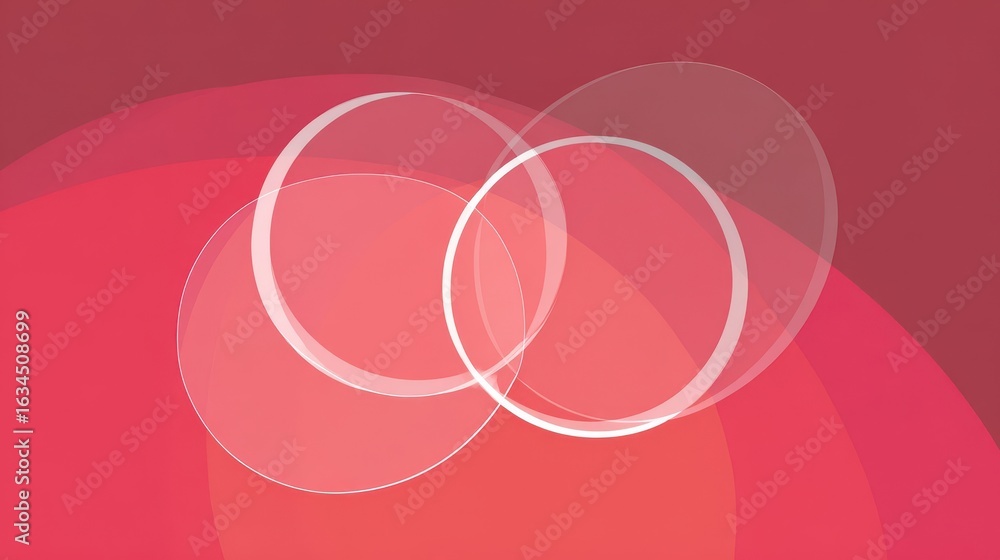 Poster abstract design with overlapping circles in shades of red.