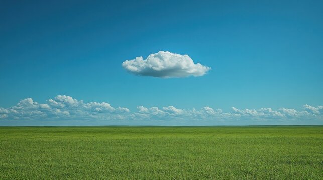 Single cloud over a vast grassy plain