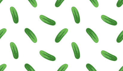 Cucumber Seamless Pattern Vector Illustration