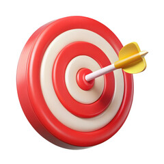 3d dartboard with arrow hit isolated on transparent background