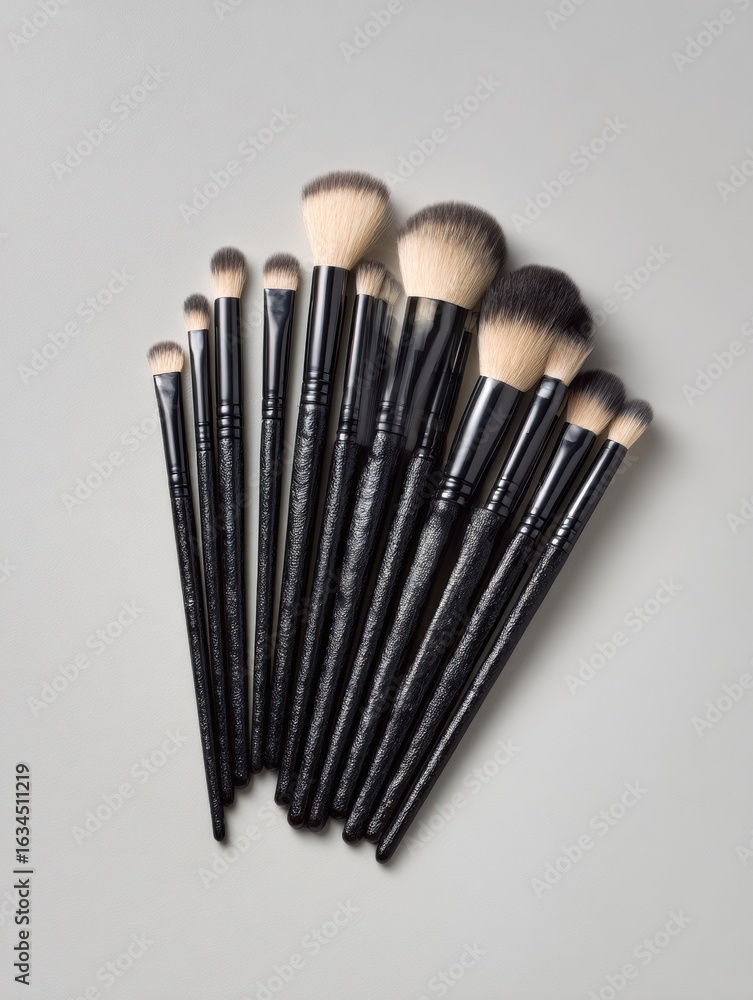 Poster professional brush set arranged diagonally with elegant design and varied sizes perfect for artists 