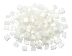 Diced white onions on transparent background