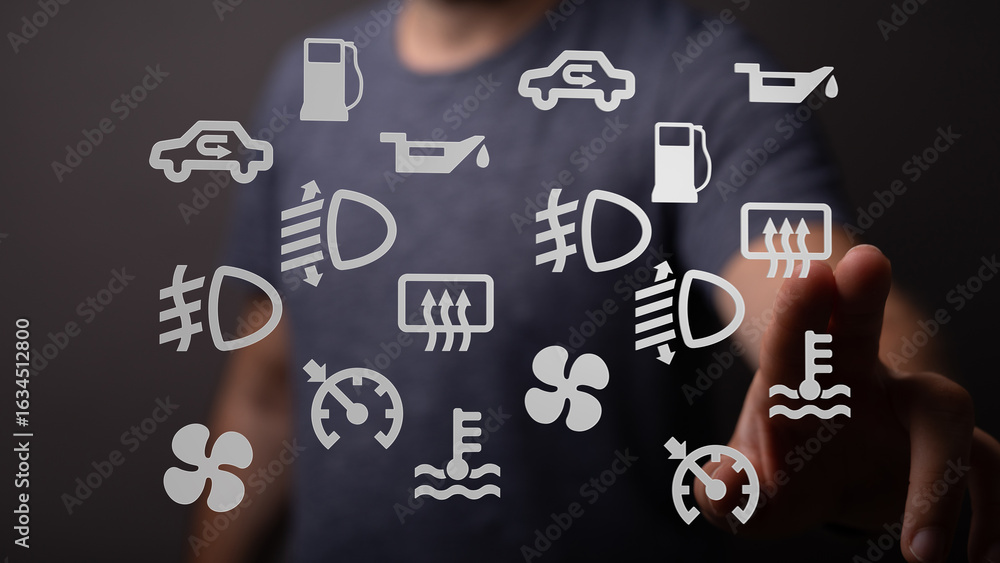 Poster learn to identify and understand common car dashboard warning lights and symbols. prevent costly rep