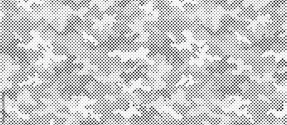 Poster abstract halftone seamless camouflage pattern. repeating digital dotted hexagonal camo military text