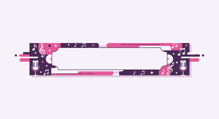 Stylish musical lower third graphic with microphones and music notes banner vector, a dynamic design