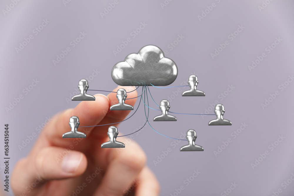 Poster image depicts a cloud connected to multiple users, symbolizing secure data sharing and teamwork in c