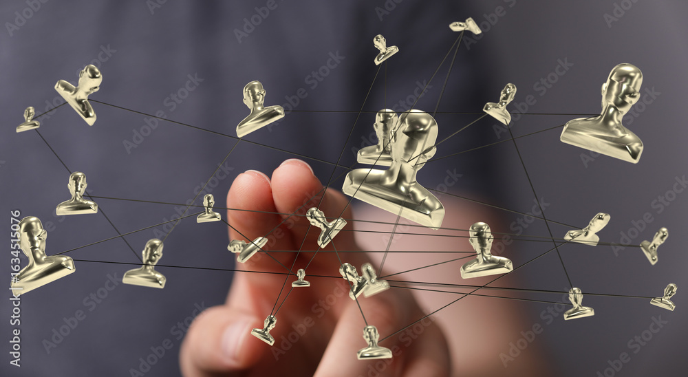 Poster abstract image of a network, representing global connections and teamwork in business.