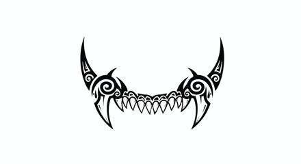 Obraz premium Dark Tribal Vector Illustration of Menacing Fanged Claws with Ornamental Swirls in Black