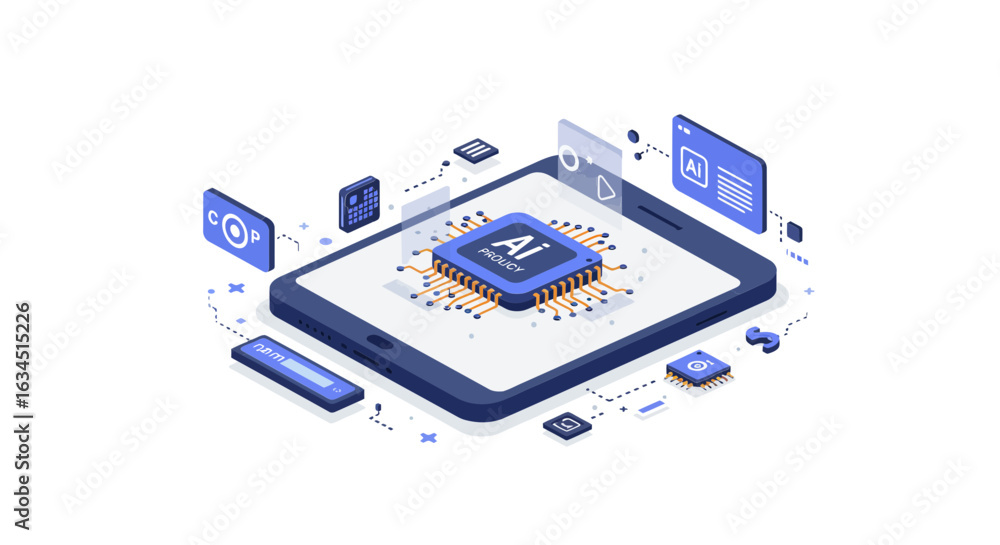 Aufkleber ai chip on digital tablet powering innovation in technology and computing