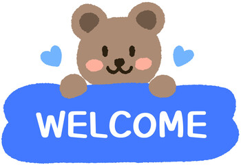 Welcome board with cute character