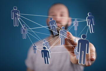 Visual representation of a global network, showing interconnected people. Ideal for business,...