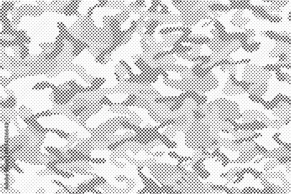 Poster abstract halftone seamless camouflage pattern. repeating digital dotted hexagonal camo military text