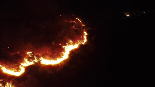 Aerial Drone Footage &ndash; Fire Incident at Campi Flegrei, Naples, Italy