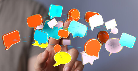 Abstract image of interconnected speech bubbles, representing global communication and networking.