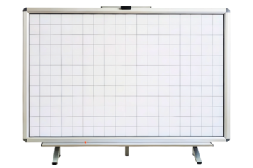 Office presentation whiteboard with a grid for planning isolated with transparent background