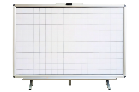 Office presentation whiteboard with a grid for planning isolated with transparent background