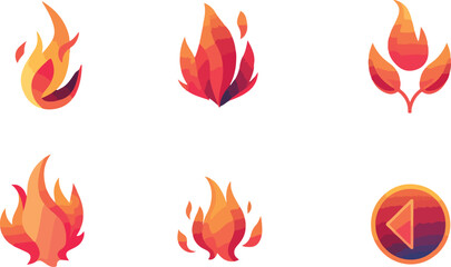 Colorful fire symbols design elements collection