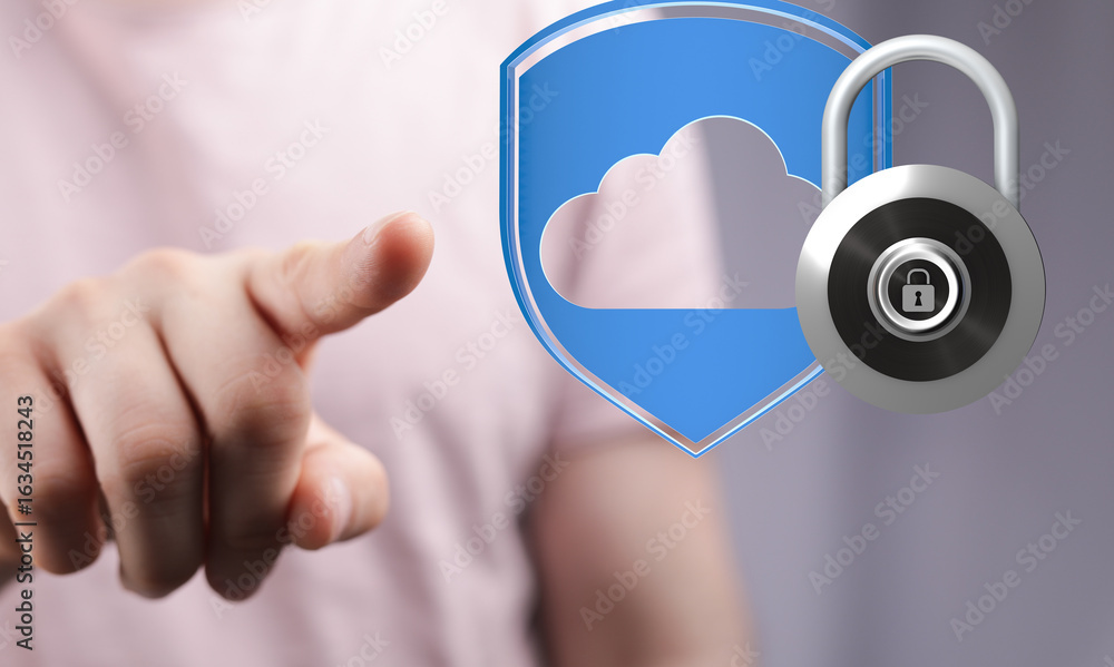 Poster ensuring secure cloud storage with robust access controls and data encryption for ultimate protectio
