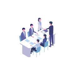 Group business team video conference meeting online and business people brainstorming concept, Happy business colleagues team portrait. Group of office employees standing together. 