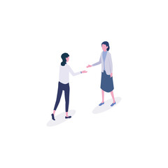 Business concept illustration on the subject of teamwork, Two businesswomen talking in an office, business woman in suit business, woman, people, couple, businesswoman, Business concept illustration