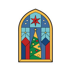 christmas themed stained glass window