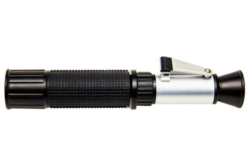 Handheld optical refractometer for measuring liquid density isolated with transparent background
