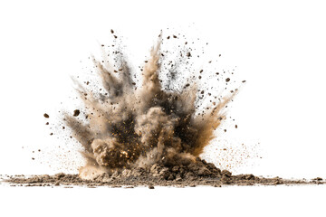 Powerful explosion of brown dirt and dust, radiating outward in a dramatic burst