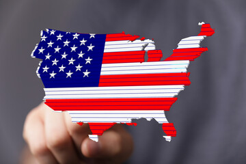 High-quality image of a US map designed with the American flag. Perfect for patriotic projects.