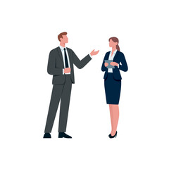 Man ang girl talk to each other. Communication concept.Success communicate, discussion or interview, achieve business agreement, solution or partnership deal, perfect match connection concept,