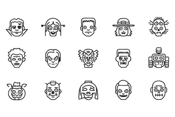 Fototapeta premium Halloween Costume Characters Icons – Party Theme Pack