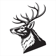deer head with antlers silhouette vector