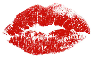 Passionate red lipstick kiss print isolated on transparent background, a symbol of love and romance for valentines day designs