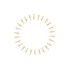 手描きのサンバーストフレームのベクター線画イラスト　ゴールド