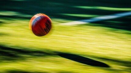 Cricket Ball in Motion: Fast-Paced Action on the Green Field